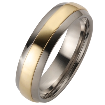 Vielsesring i Titanium og 8 kt. Guld - 6 mm