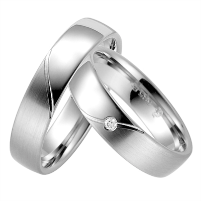Vielsesringe i Palladium med Diamant - 0,03 ct. - 5 mm