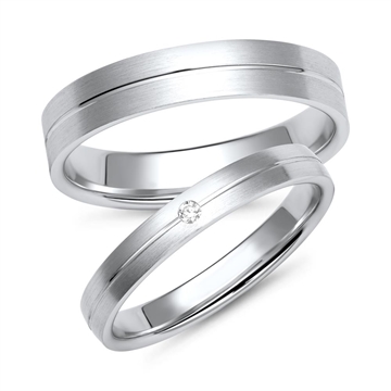 Vielsesringe i Hvidguld med Diamant 0,02 ct