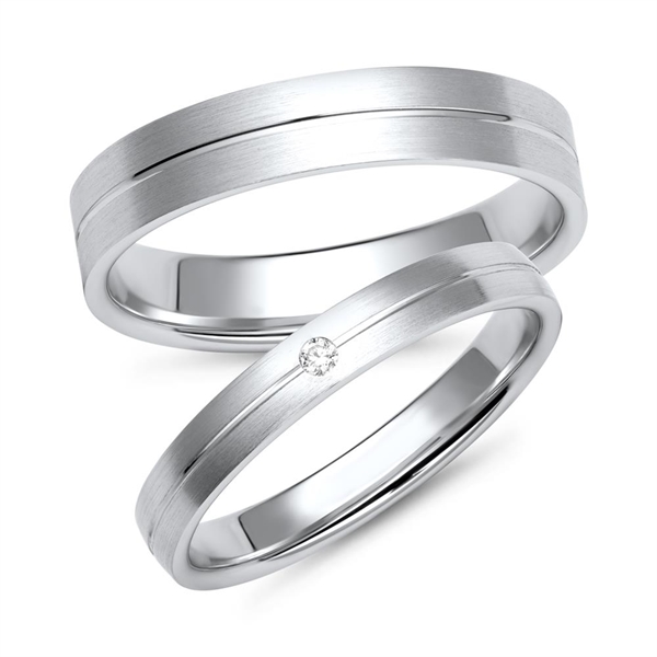 Vielsesringe i Hvidguld med Diamant 0,02 ct