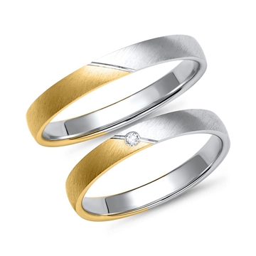 Vielsesringe i Guld og Hvidguld med Diamant 0,02 ct