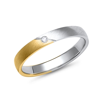 Vielsesring i Guld og Hvidguld med Diamant 0,02 ct