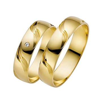 BARTOLI First vielsesringe i 14 kt. Guld med Diamant 0,01 ct. - 5,0 mm