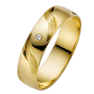 BARTOLI First vielsesring i 8 kt. Guld med Diamant - 5,0 mm