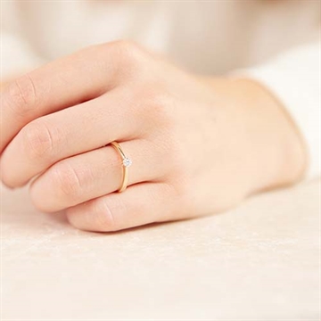 Forlovelsesring i 14 kt. Guld med Diamant - 0,10 ct.