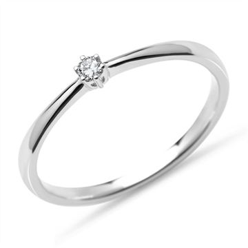 Solitairering i 14 kt. Hvidguld - 0,05 ct