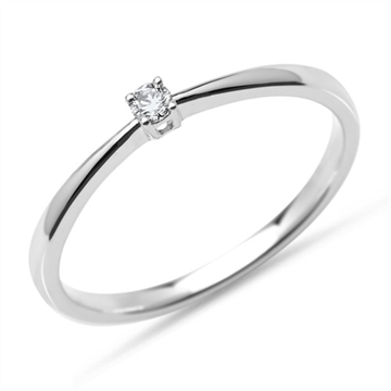 Solitairering i 14 kt. Hvidguld - 0,05 ct