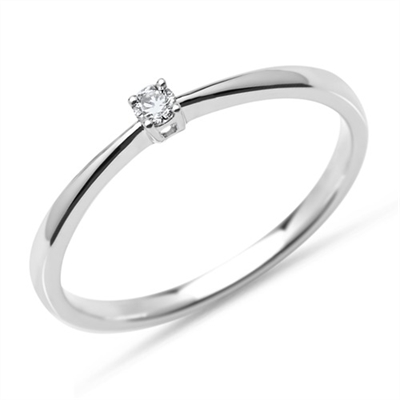 Solitairering i 14 kt. Hvidguld - 0,05 ct