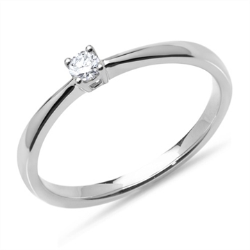 Forlovelsesring i 14 kt. Hvidguld med Diamant -  0,10 ct.