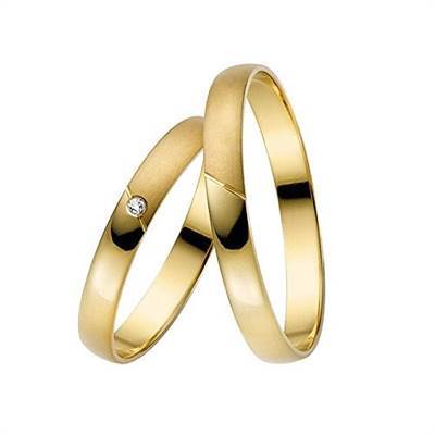 BARTOLI First Vielsesringe i 8 kt. Guld med Diamant 0,01 ct. - 3,0 mm