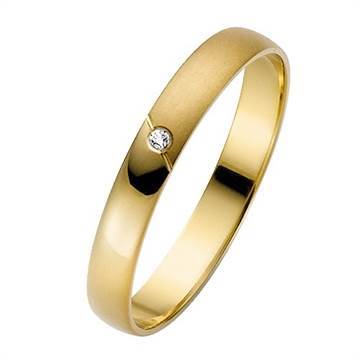 Vielsesring i Guld med diamant 0,01 ct. - 3,0 mm