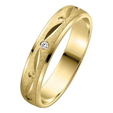 Vielsesring i Guld med diamant - 4,0 mm