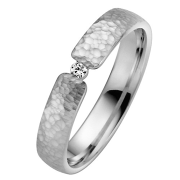 Vielsesring i Palladium med Diamant - 4 mm