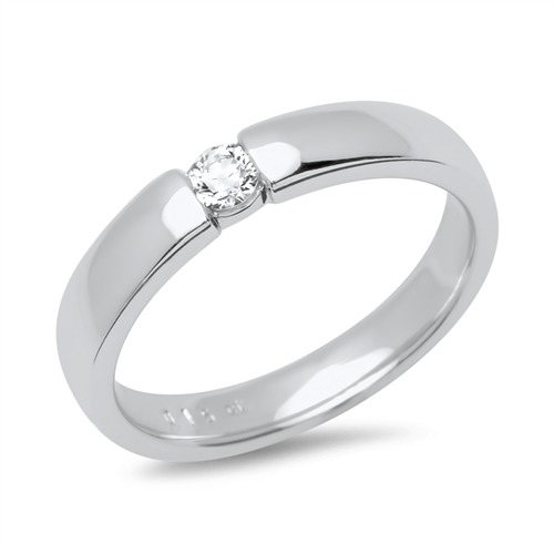 Forlovelsesring i 14 kt. Hvidguld med Diamant - 0,10 ct.