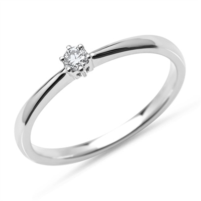 Forlovelsesring i 14 kt. Hvidguld med Diamant - 0,10 ct.