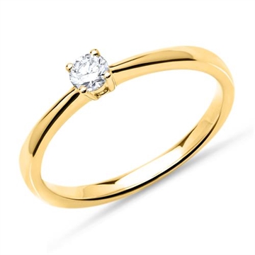 Solitairering i 14 kt. Guld - 0,15 ct