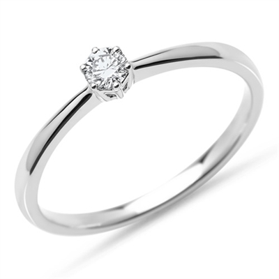 Forlovelsesring i 14 kt. Hvidguld med Diamant - 0,15 ct