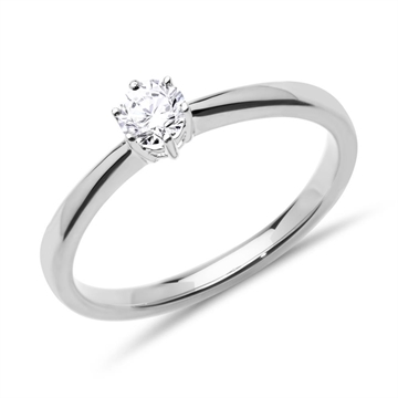 Solitairering i 14 kt. Hvidguld med Diamant - 0,25 ct