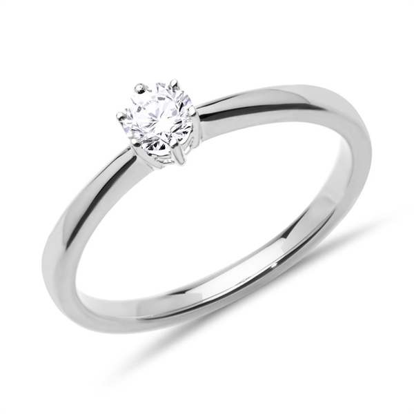 Solitairering i 14 kt. Hvidguld med Diamant - 0,25 ct