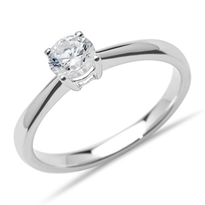 Solitairering i 14 kt. Hvidguld med Diamant - 0,50 ct