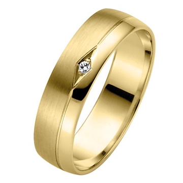 Vielssring i 14 kt. Guld med Diamant 0,01 ct. - 5 mm