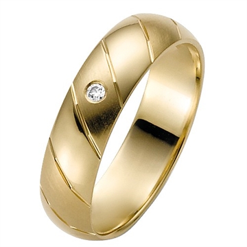 Vielsesring i 8 kt. Guld med Diamant 0,02 ct. - 5 mm