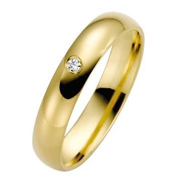 Vielsesring i Guld med Diamant 0,02 ct.