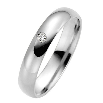 Vielsesring i Palladium med Diamant 0,02 ct. - 4 mm