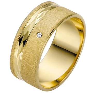 Vielsesring i 14 kt. Guld med Brillant 0,01 ct - 8 mm