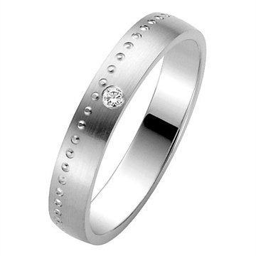 Vielsesring i Hvidguld med Diamant 0,02 ct. - 3,5 mm