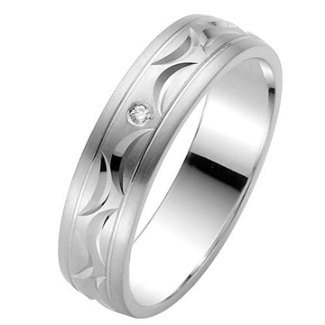 Vielsesring i Palladium med Diamant - 5 mm