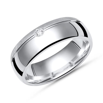 Vielsesring i Sølv med Diamant - 0,02 ct. - 6 mm