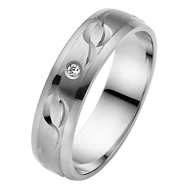 Vielsesring i Palladium med Diamant - 0,02 ct. - 5 mm