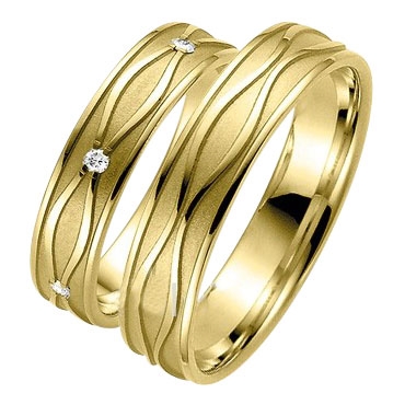 Vielsesringe i 14 kt. Guld med Diamanter 006 ct. - 5 mm