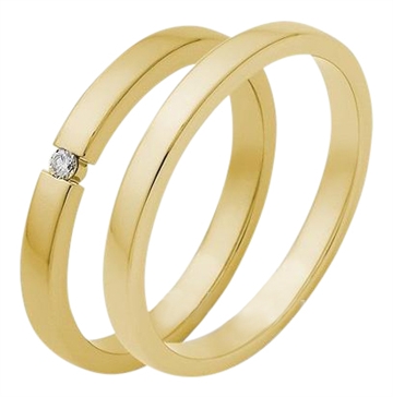 Vielsesringe i Guld med Diamant 0,03 ct. - 2,7 mm