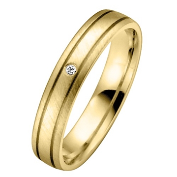 BARTOLI First vielsesring i 8 kt. Guld med Diamant - 4,0 mm