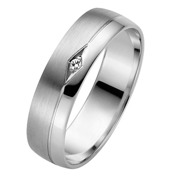 Vielsesring i Palladium med Diamant - 5 mm