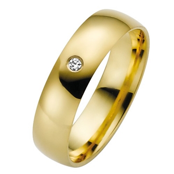 BARTOLI Classic vielsesring i Guld med Diamant - 5 mm