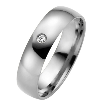 Vielsesring i Palladium med Diamant 0,02 ct. - 5 mm