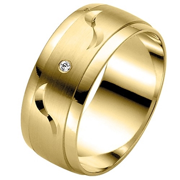 Vielsesring i Guld med Brillant 0,01 ct - 8 mm