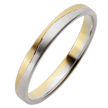 Vielsesring i Palladium og 8 kt. Guld - 3 mm