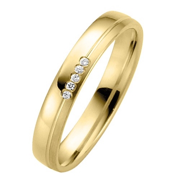 BARTOLI First vielsesring i Guld med brillater 0,025 ct. - 3,5 mm