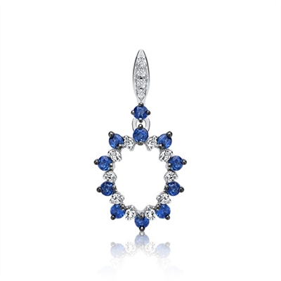 Vedhæng i 14 kt. Hvidguld med Safir og Diamanter 0,062 ct