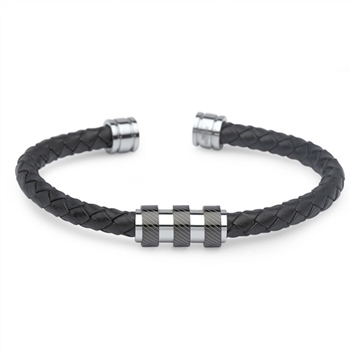 Armring i sort læder