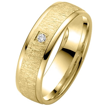 Vielsesring i Guld med Diamant 0,03 ct. - 6 mm