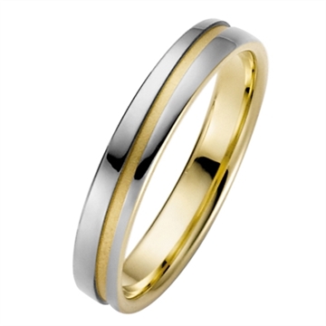 Vielsesring i Palladium og 8 kt. Guld - 4 mm