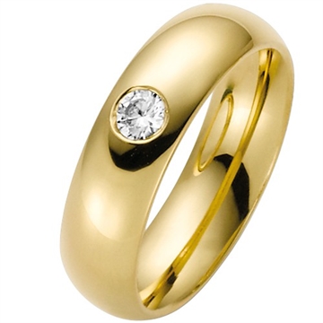 Vielsesring i Guld med Diamant 0,15 ct. - 6 mm