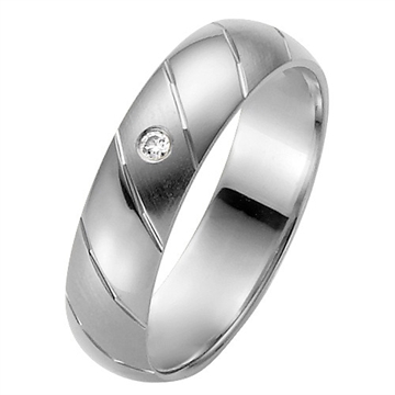 Vielsesring i Palladium med Diamant - 5 mm