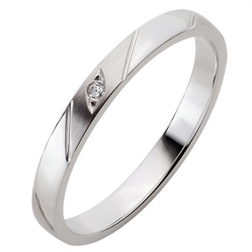 Vielsesring i Palladium med Diamant 0,01 ct. - 2,5 mm