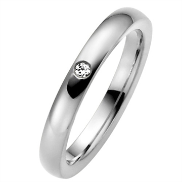 Vielsesring i Palladium med Diamant - 3 mm